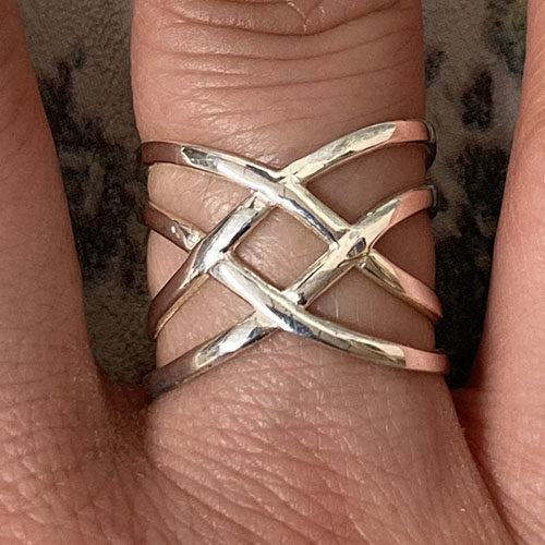 Solid Silver cross over bands