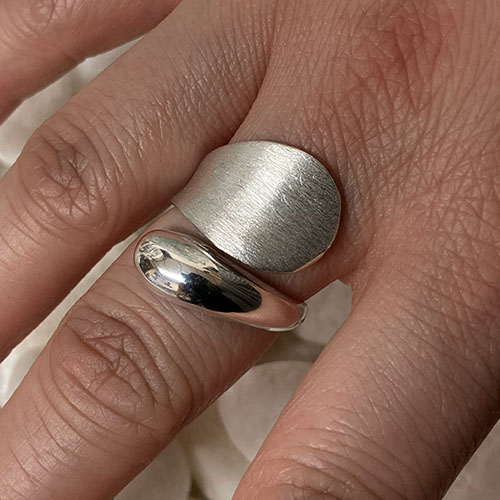 Solid Silver chunky ring with satin finish