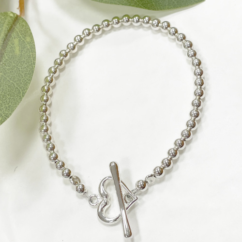 Sterling silver bracelet with 4mm silver beads
