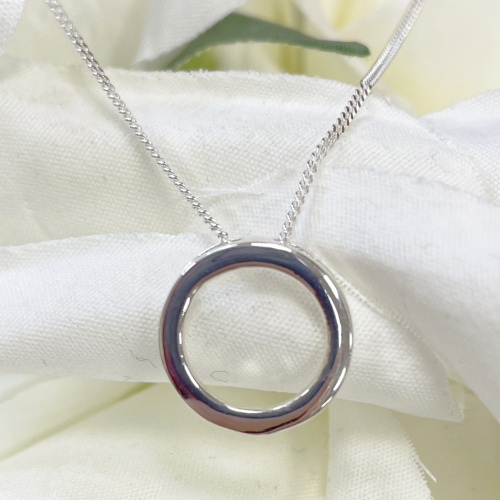 Simple sterling silver open drop pendant
