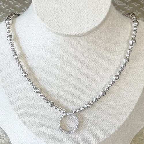 Stunning sterling silver bead necklace
