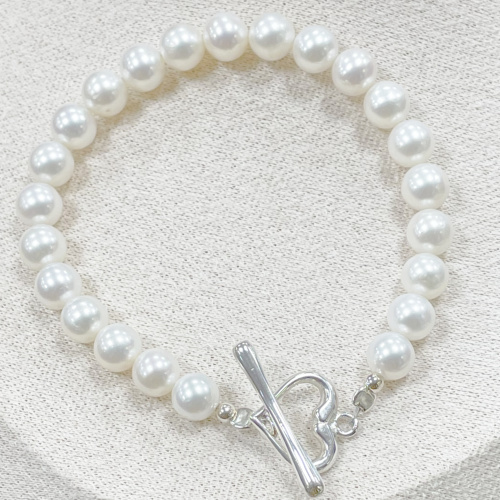 Sterling silver and white freshwater pearl bracelet