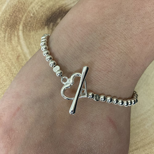 Sterling silver 5mm silver beaded bracelet