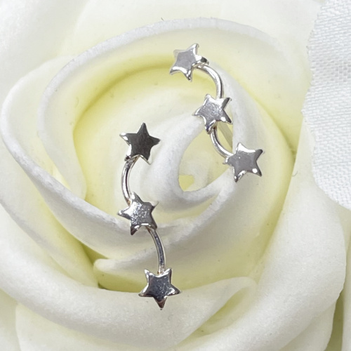 Sterling silver earrings with three silver star shapes