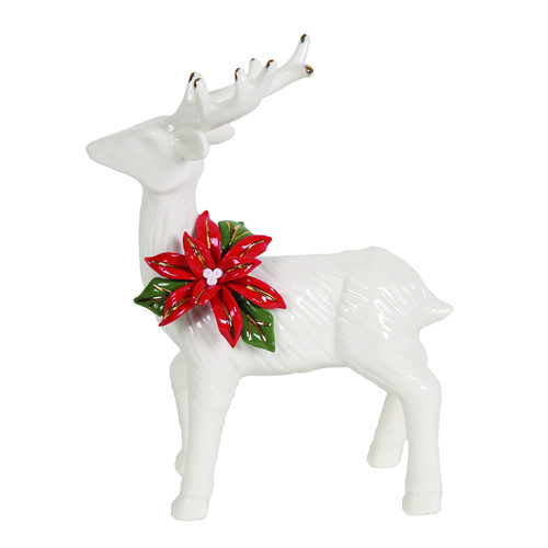 White ceramic standing Christmas Reindeer