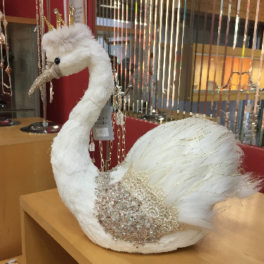 Cream and gold feather Swan ornament