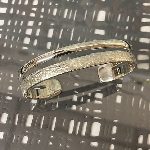 Chunky solid sterling silver double band torque bangle