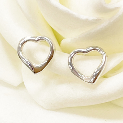 Sterling silver open heart stud earrings