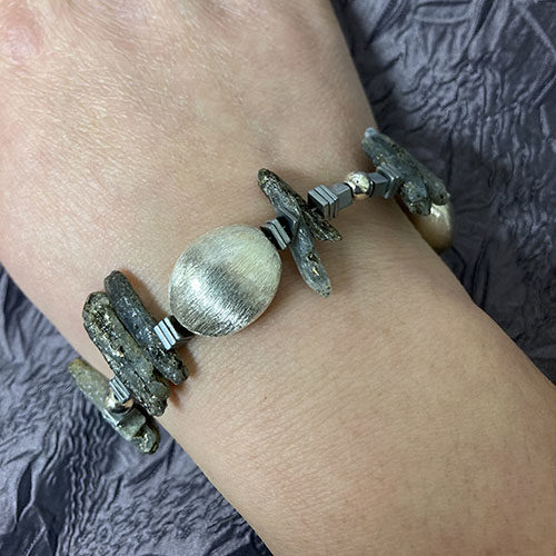 Sterling silver and Kyanite stick bracelet