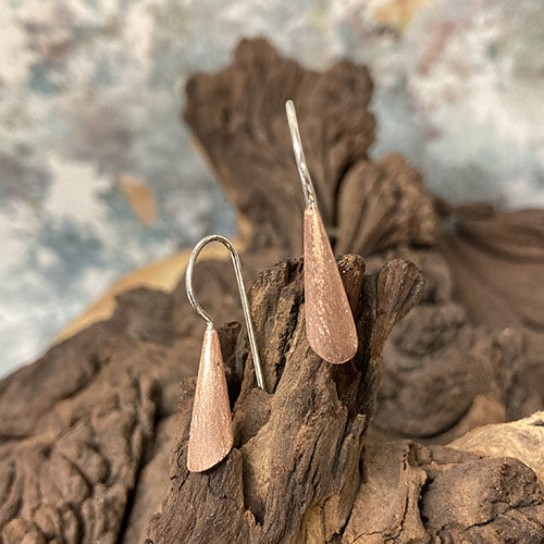 Sterling silver and rose gold cone shape earrings