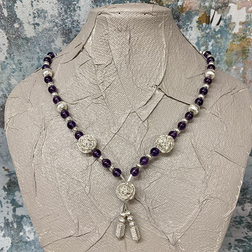 Sterling silver and amethyst necklace