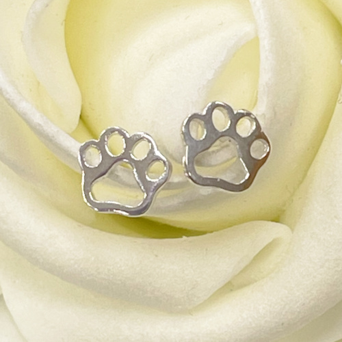 Sterling silver paw shaped earrings