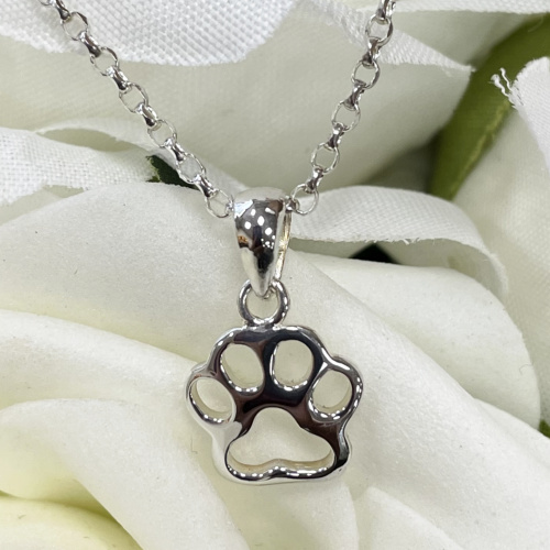 Sterling silver paw shaped pendant