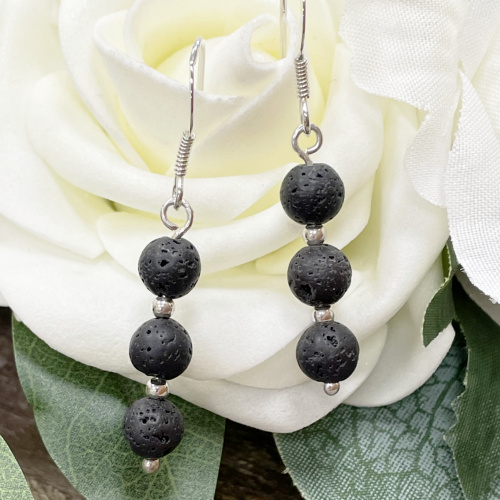 Sterling silver and Lava earrings