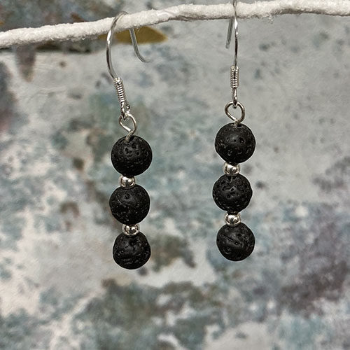 Sterling silver and Lava earrings
