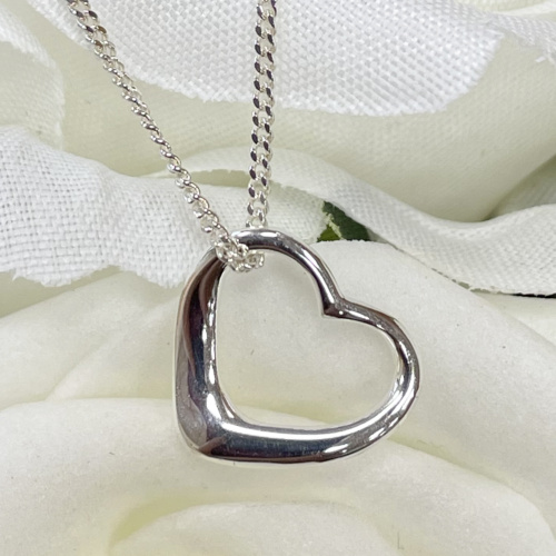 Sterling silver small open heart pendant