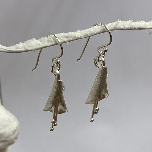Sterling silver satin cone shaped drop earrings