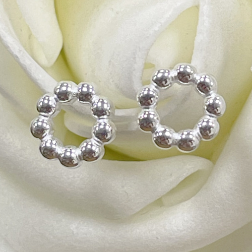 Sterling silver circle ball stud earrings