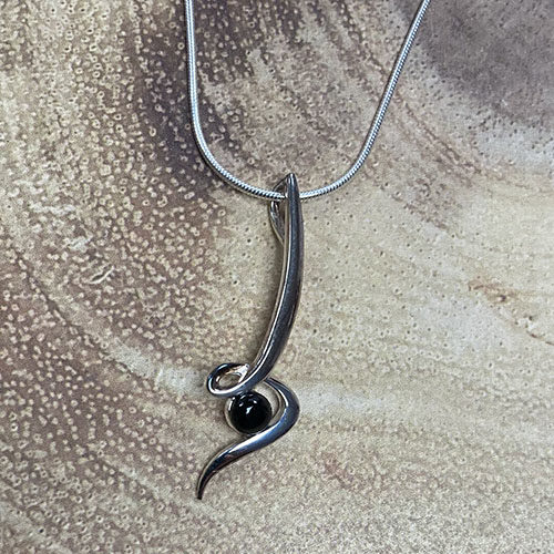 Sterling silver and Onyx drop pendant