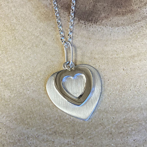 Sterling silver double heart pendant