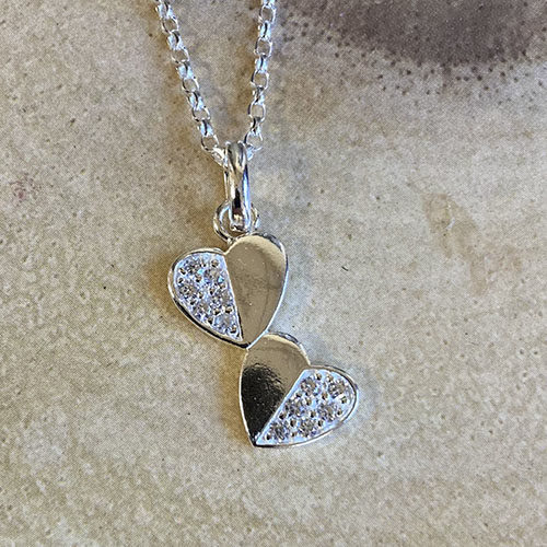 Sterling silver drop heart pendant