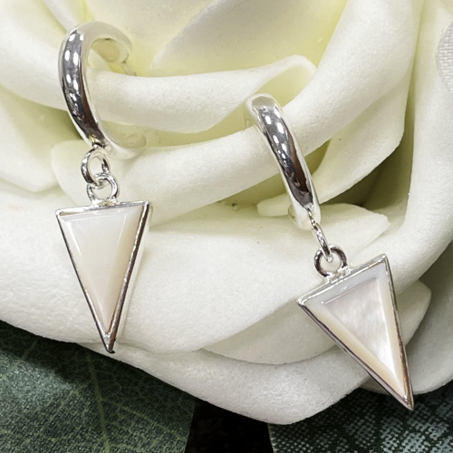 Silver mother of pearl drop earrings