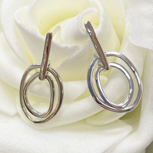 Silver organic design drop earrings
