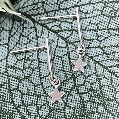 Sterling silver drop star earrings