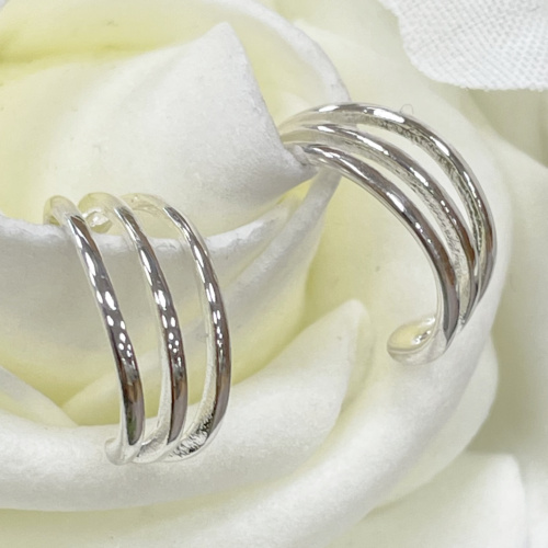 Sterling silver three band hoop earrings