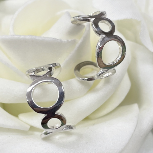 Silver open circle stud earrings