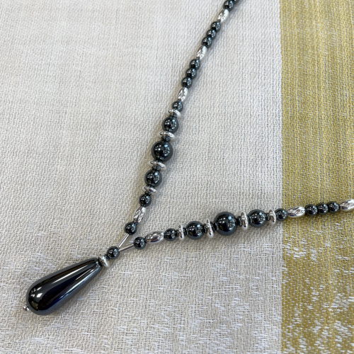 Necklace with haematite drop