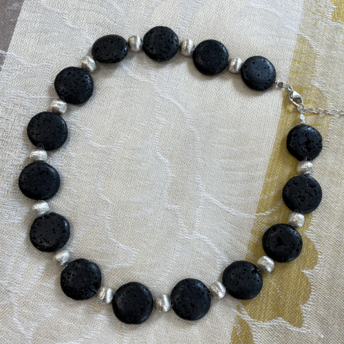 Sterling silver and lava necklace
