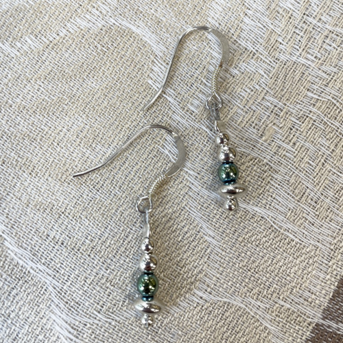 Sterling silver and ep haematite drop earrings