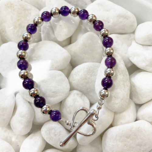 Dark Amethyst and silver bracelet