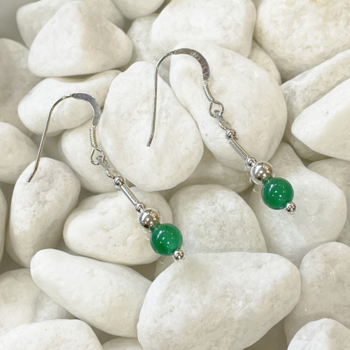 Green Agate silver drop earrings