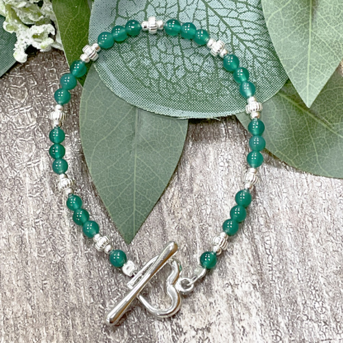 Sterling silver green agate bracelet