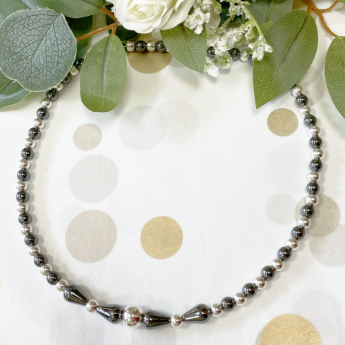 Sterling silver and haematite necklace