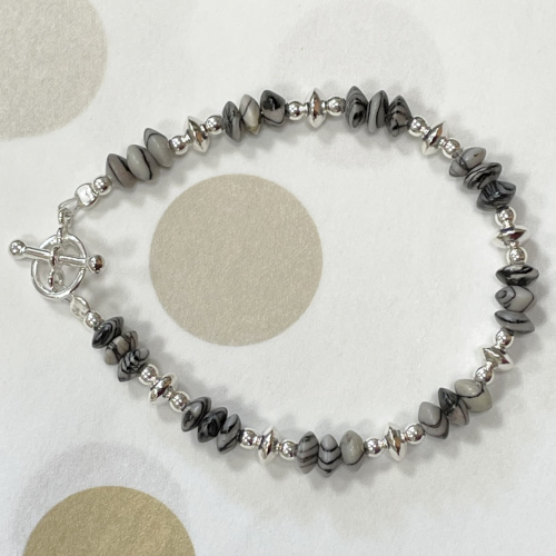 Silver and Spider Web Jasper bracelet