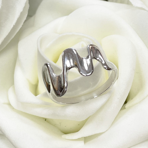 Organic curve silver ring