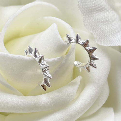 Silver spike design earrings