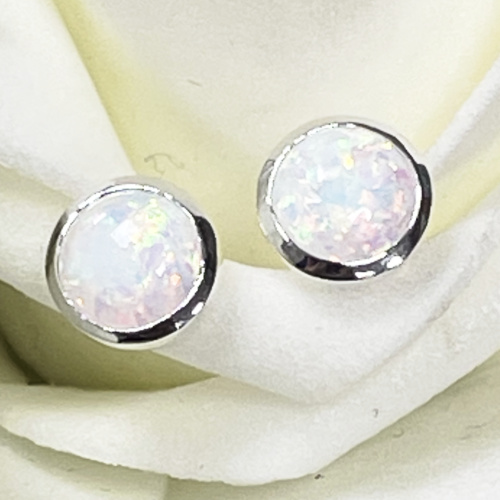 Silver and opal stud earrings