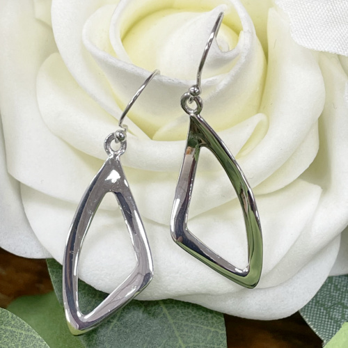 Silver open drop hook earrings