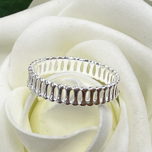 Silver ring in a linear design