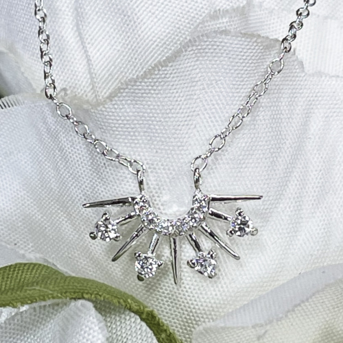 Silver and cubic zirconia spike style pendant