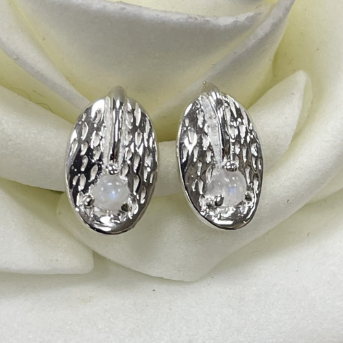 Silver and moonstone stud earrings