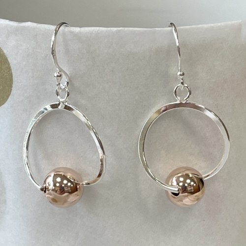 Silver and rose gold plated earrings