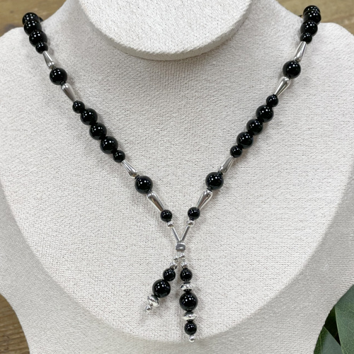 Silver and black Onyx necklace