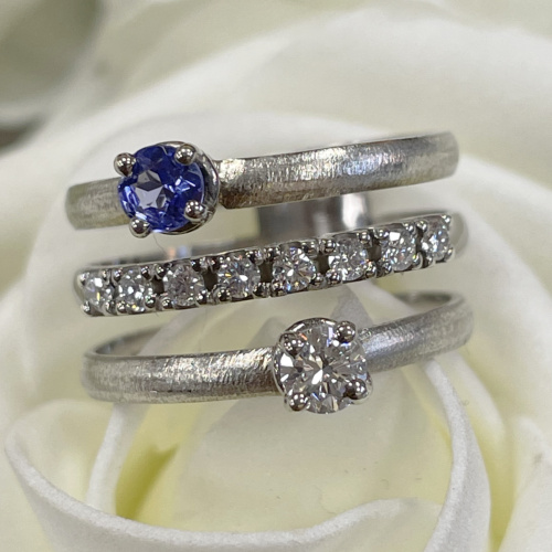 White gold diamond and Tanzanite ring
