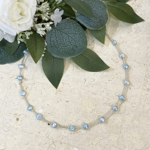 Silver and Aqua Pearl Necklace