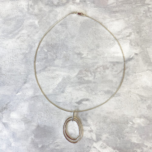 Sterling Silver open double oval pendant on silver chain